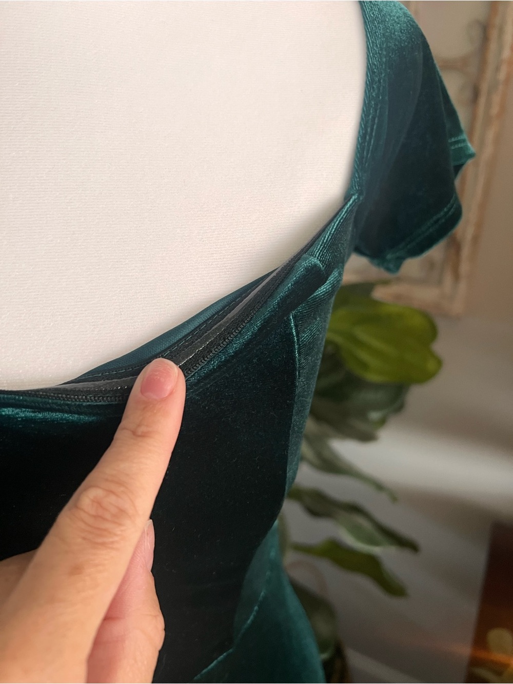 Lulu's Deep Green Velvet Off-Shoulder Mermaid Midi Dress - Picture 2 of 6